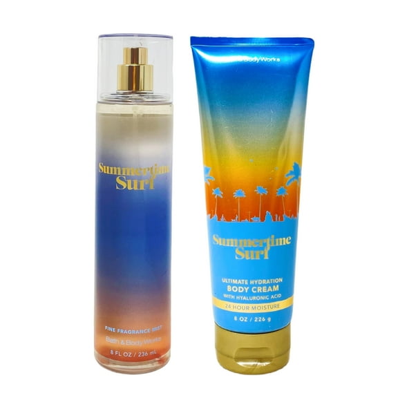 Bath & Body Works Summertime Surf 2-Piece Bundle - Fragrance Mist and Body Cream