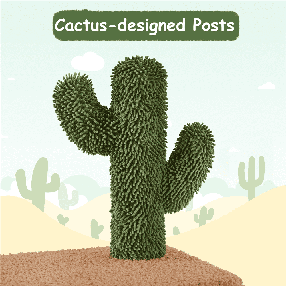 Alden Design 52.5'' Height Cactus Cat Tree Condo with Natural Sisal, Green/Brown