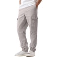 thumbnail image 2 of New Men's Cargo Pants Men's Casual Multi-Pocket Elastic Waist Overalls Ankle Pants Outdoor Sports Solid Color Trousers White M, 2 of 5