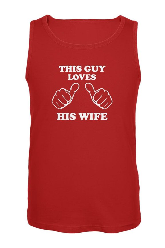 Valentine's Day This Guy Loves His Wife Red Adult Tank Top - Large