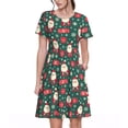 thumbnail image 1 of Bixox Robe d'Été à Manches Courtes pour Femmes Robe Ample Longueur Genou avec Poches-Père Noël, 1 of 7