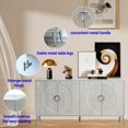 thumbnail image 4 of Modern Lacquered 4 Door Wooden Cabinet Sideboard Buffet Server Cabinet Storage Cabinet, for Living Room, Entryway, Hallway, Office, Kitchen and Dining Room, Champagne Silver, 4 of 9