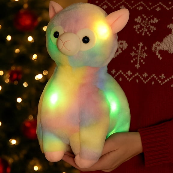 Light up Alpaca Stuffed Animals LED White Llama Soft Plush Toy with Colorful Night Lights Glow Bedtime Pal Gift for Toddler Kids on Birthday Holiday