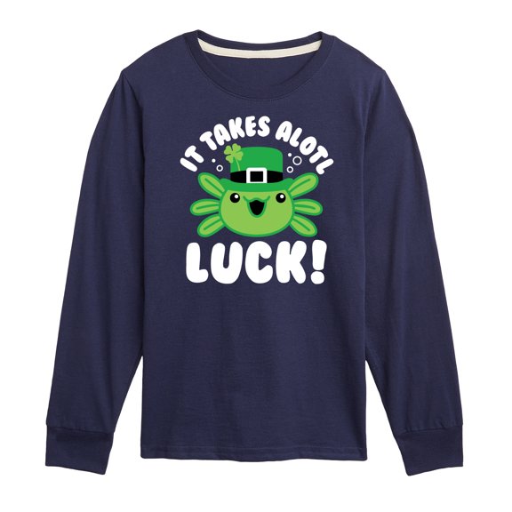Instant Message - St. Patrick's Day - It Takes Alotl Luck - Axolotl - Toddler And Youth Long Sleeve Graphic T-Shirt