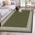thumbnail image 2 of Olive Green Greek Key Large Area Rugs for Bedroom Living Room, Soft Non Slip Carpet Bedside Rug, Geometric Greece Ancient Farmhouse Geo Rectangular Floor Cover Kitchen Accent Rug 3'x5' for Office, 2 of 9