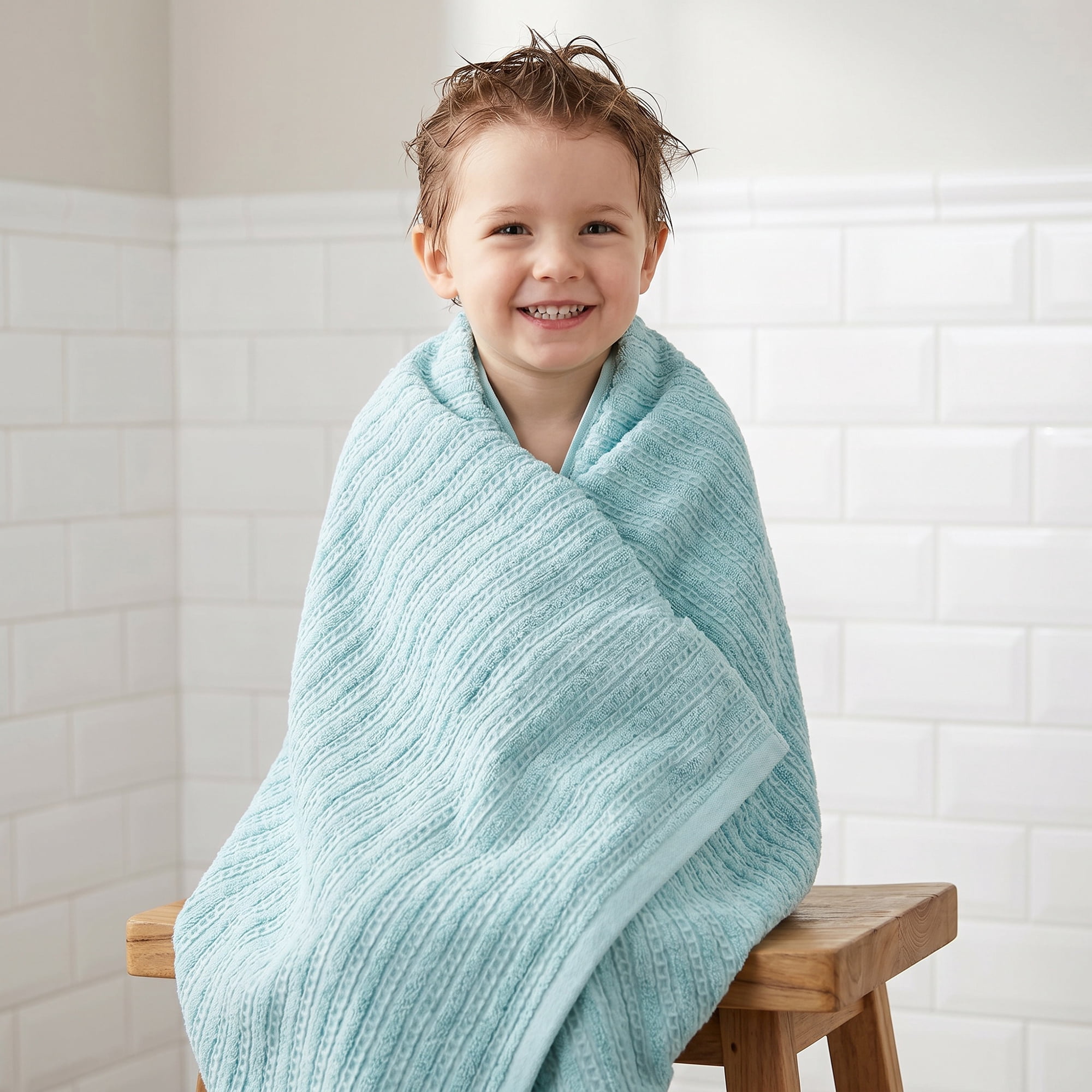 Unique Bargains Classic Bath Towel 2 Pack Blue/Royal Blue 55" x 28"