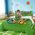 thumbnail image 3 of Manfei Boys Rugby Twin Bedding, Sport Bedding Comforter Set, Green Multicolor, Polka Dots Reversible 7-Piece, 3 of 6