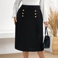 thumbnail image 3 of Pounoo Women's Skirts High Waist Double Breasted A Line Midi Skirt Casual Office Wear Lightweight Breathable Loose Fit Work Skirts Gift, 3 of 7