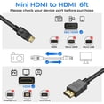 thumbnail image 2 of REQO Mini HDMI to HDMI Cable 6ft, 2Pack HDMI to Mini HDMI Bidirectional High Speed Adapter for HDTV, Tablet, Camera, Camcorder and Graphics Card, Raspberry Pi Zero W, Sony, Nikon Z6, Canon EOS, 2 of 7