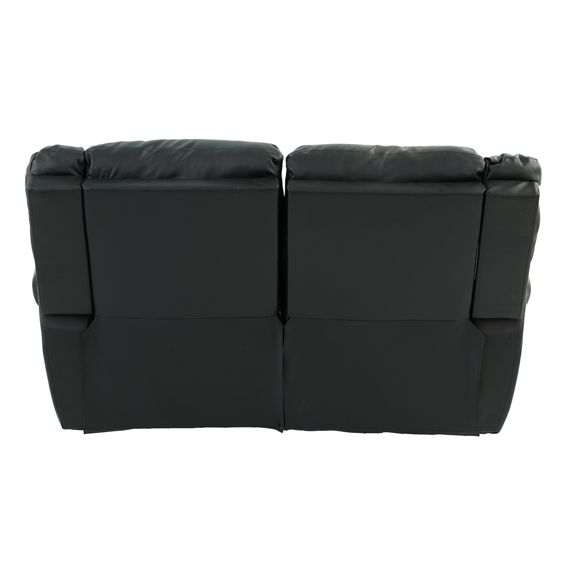 Poundex Faux Leather Manual Motion Recliner Loveseat in Black