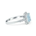 thumbnail image 6 of Halo Radiant Cut Wedding Ring Aquamarine CZ 925 Sterling Silver Size 8, 6 of 7