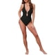 thumbnail image 2 of INSPIRAR CHIC Traje de baño de una pieza con corte en O y escote en V profundo para mujeres, control de abdomen, pequeño, negro, 2 of 5