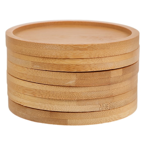 Round Cup Mats Mosaic Coaster Drink Coasters Cup Coaster Bamboo Child Beige 9.50X9.50X0.90CM 6 Pcs