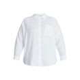thumbnail image 5 of Terra & Sky Women's Plus Size Double Cloth Boyfriend Shirt, Sizes 0X-5X, 5 of 5