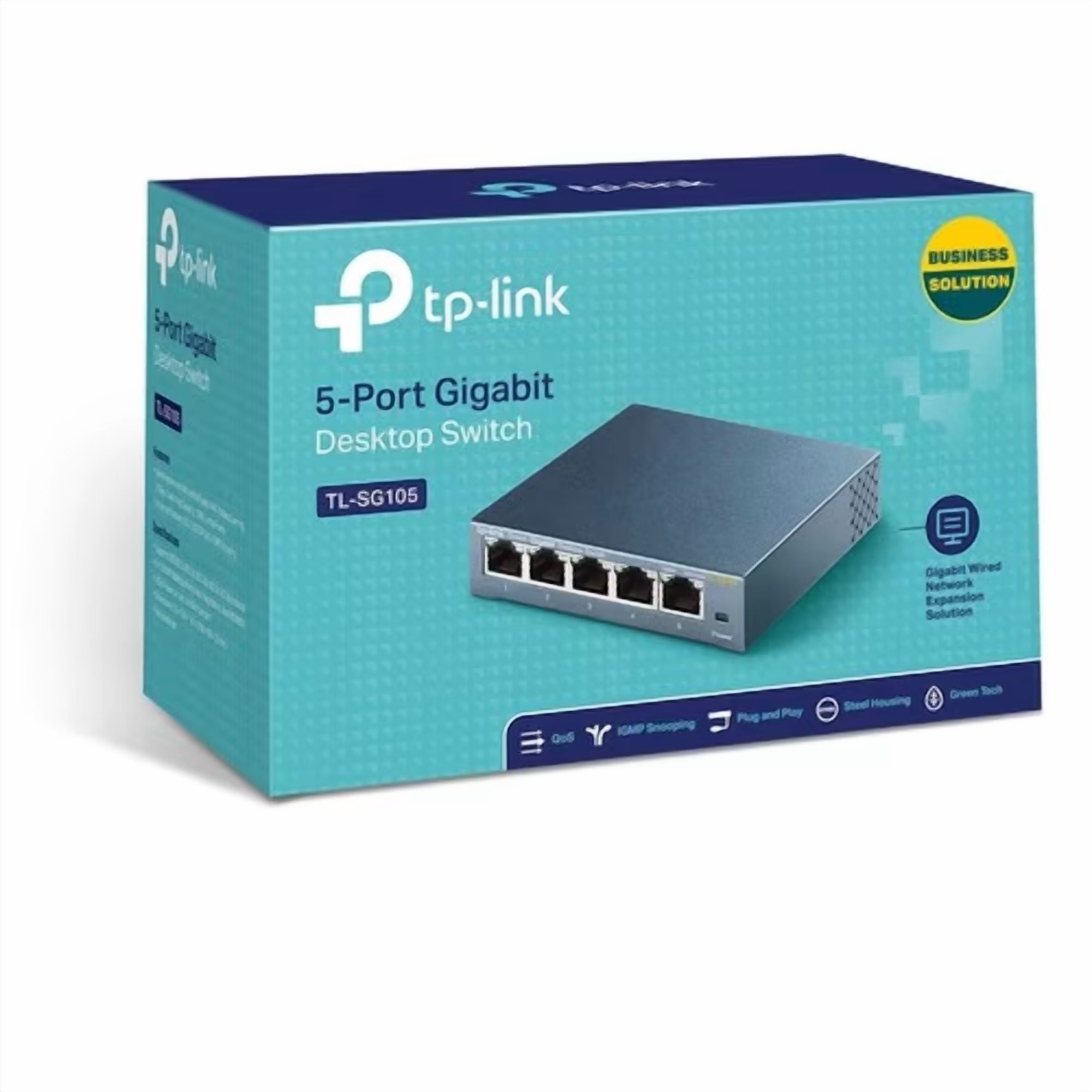 TP-LINK TL-SG105 5-Port 10/100/1000Mbps Desktop Gigabit Steel Cased Switch - 5 Ports - Gigabit Ethernet, TL-SG105 5-Port