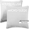 thumbnail image 3 of 26" x 26" Cover Only Throw Pillowcase Reversible - White Dandelion: 2 PCS / 4 Sided. Luxurious, Microsuede/Microplush Fabric - Softest / High Thread Count - Washable, Outstanding Beauty & Comfy, 3 of 9