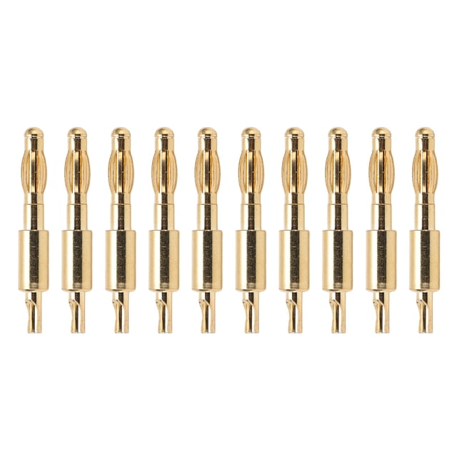 10 conectores macho banana de 4 mm, chapados en oro, adaptador de soldadura para pruebas eléctricas.