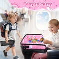 thumbnail image 5 of Kids Travel Tray Table Cover with Tablet Holder, Plane essentials for Toddler, Airplane Travel Tray with Pockets, Travel Essential Must-Haves for Train and Flying Supplies, Pink, 5 of 9