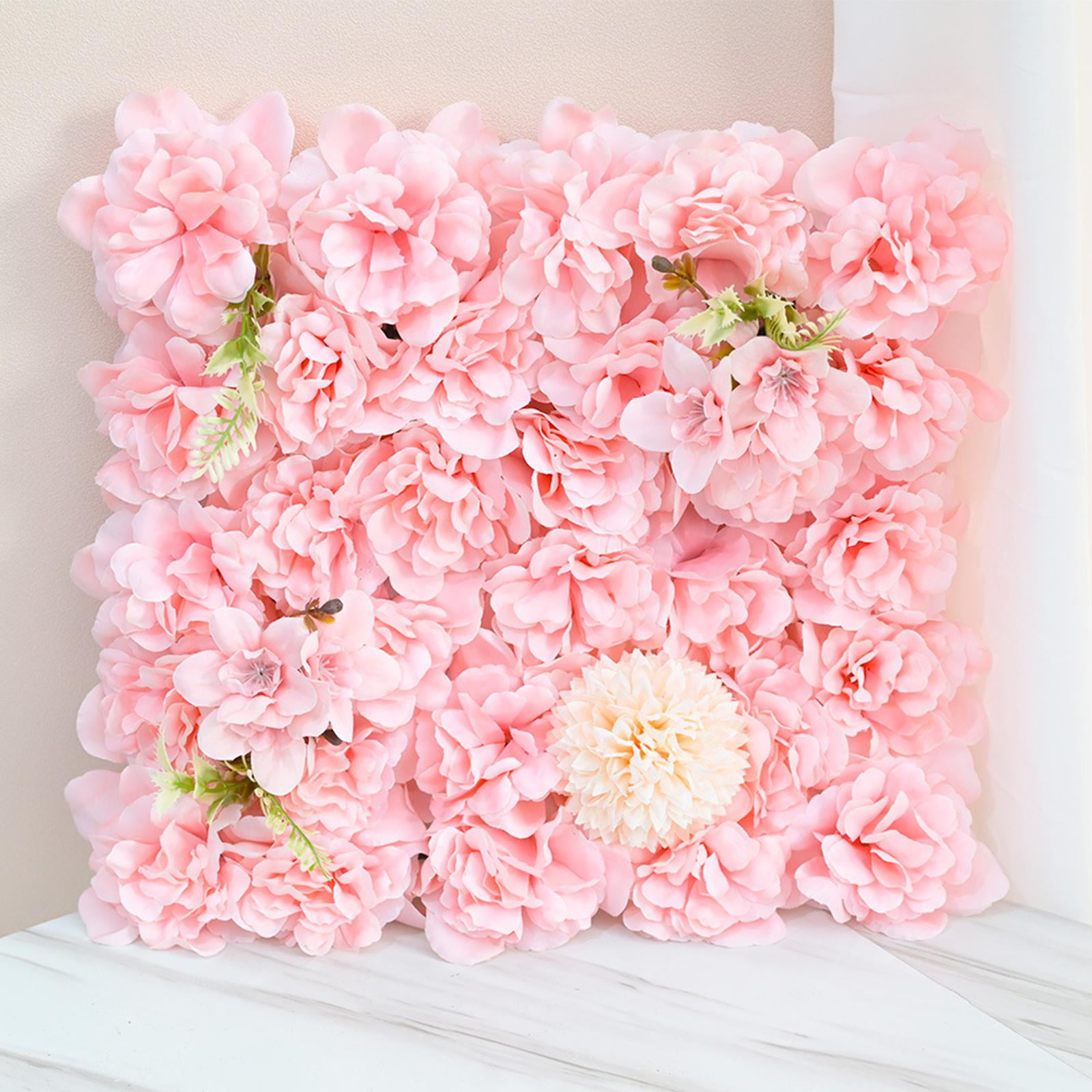 5pcs Artificial Silk Flower Wall Panel Wedding Photo Backdrop Pink White 