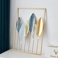 thumbnail image 1 of Decoración de pared de metal dorado, decoración de pared de hojas con marco, decoraciones de pared para sala de estar, dormitorio, decoración de oficina (11,8 x 17,7 pulgadas, hojas doradas), 1 of 5