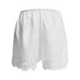 thumbnail image 4 of Huowey Women Fashion Casual Shorts Stylish Lace Trim High Waist Wide Leg Breathable Lightweight Comfortable Soft Elegant Pettipants Patchwork Ripped Casual Beach Hot Shorts,White,S, 4 of 4