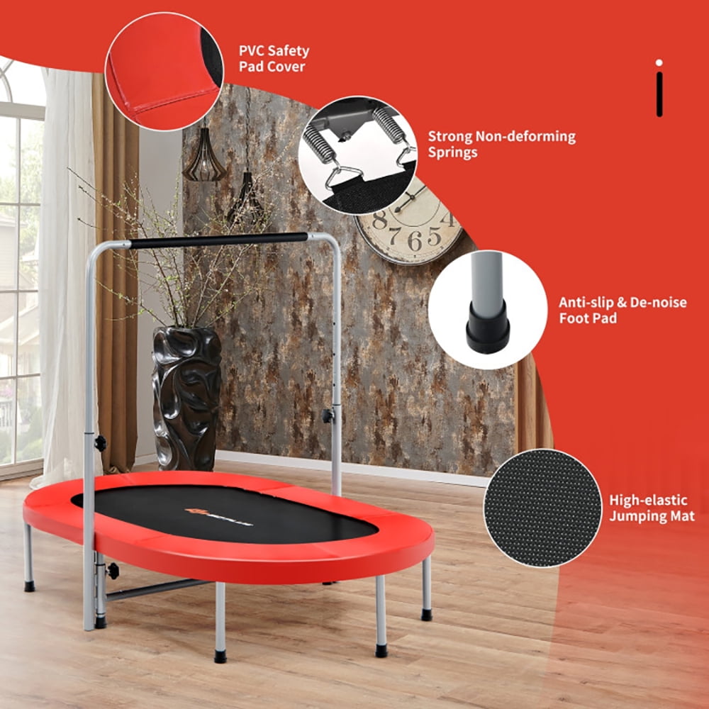 Aimee Lii 2-Person Foldable Mini Kids Fitness Rebounder Trampoline, Outdoor Kids Trampoline, Red