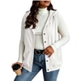 thumbnail image 3 of Vests for Women Zaewscy Women Hooded Sleeveless Vest Button Front Casual Drawstring Waistcoat with Side Pockets White XXL, 3 of 6