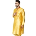 thumbnail image 5 of SKAVIJ Men's Tunic Art Silk Long Shirt Embroidered Casual Kurta X-Large Gold, 5 of 6