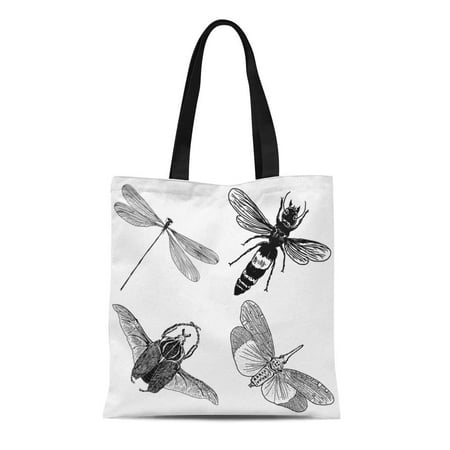 ASHLEIGH Canvas Tote Bag Big of Insects Bugs Flying Beetles Many Species Reusable Shoulder Grocery Shopping Bags