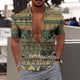 thumbnail image 3 of Camisa con estampado étnico para hombre, camisas de verano con solapa, camisetas de manga corta con gráficos a cuadros para hombre, camisetas de hip-hop de calle de gran tamaño 2024, 3 of 5