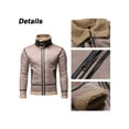 thumbnail image 4 of Gvmfive Men's Solid Fleece Lining Faux Fur Trim Long Sleeve Side Pockets Zipper Jacket, 4 of 5