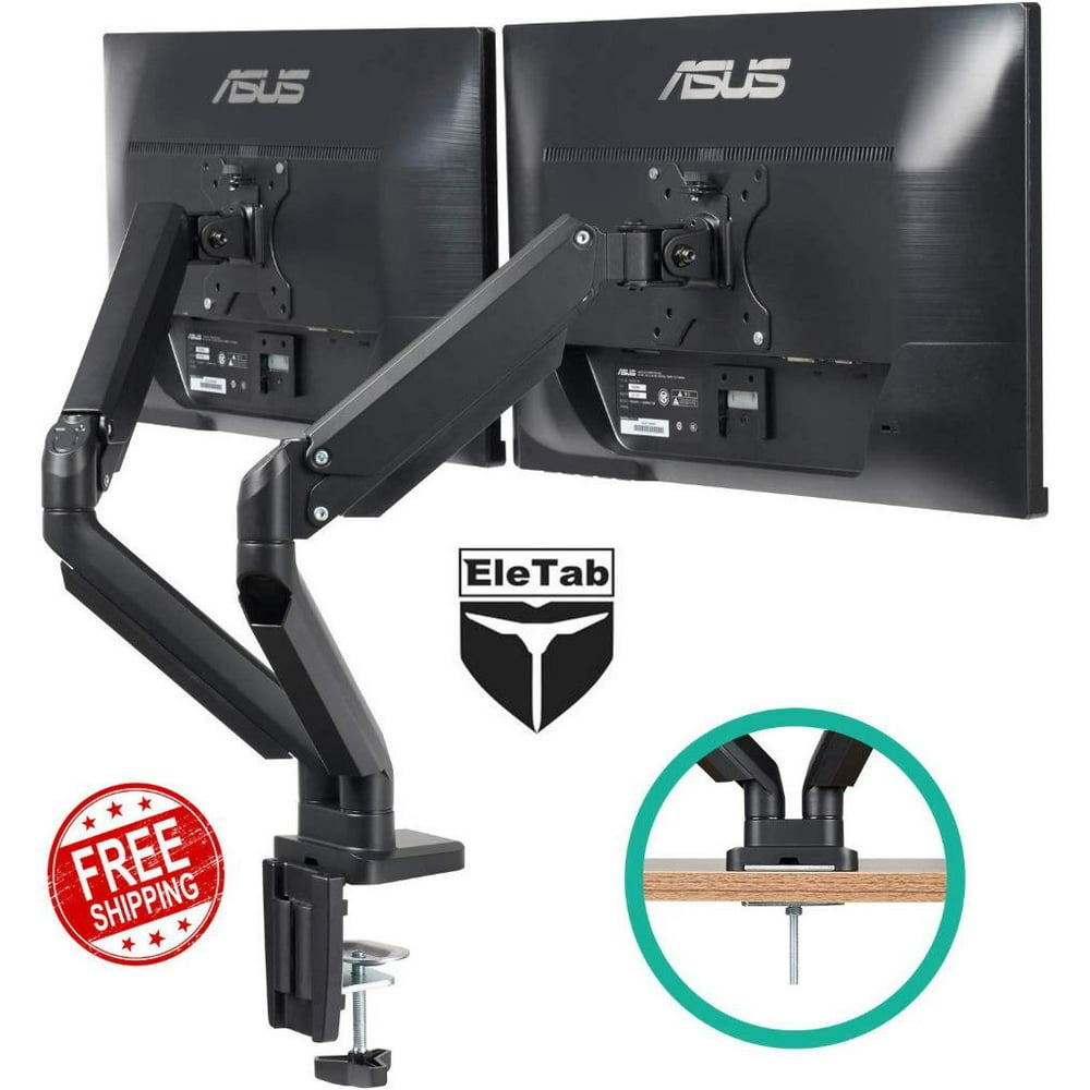 EleTab Dual Monitor Mount Stand Height Adjustable 32" Max Monitor Arm