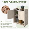 thumbnail image 4 of YODOLLA Potting Bench, Wooden Outdoor Storage Cabinet with Adjustable Shelf, Patio Storage with Metal Tabletop, Potting Table for Garden, Patio and Lawns, Beige, 4 of 9
