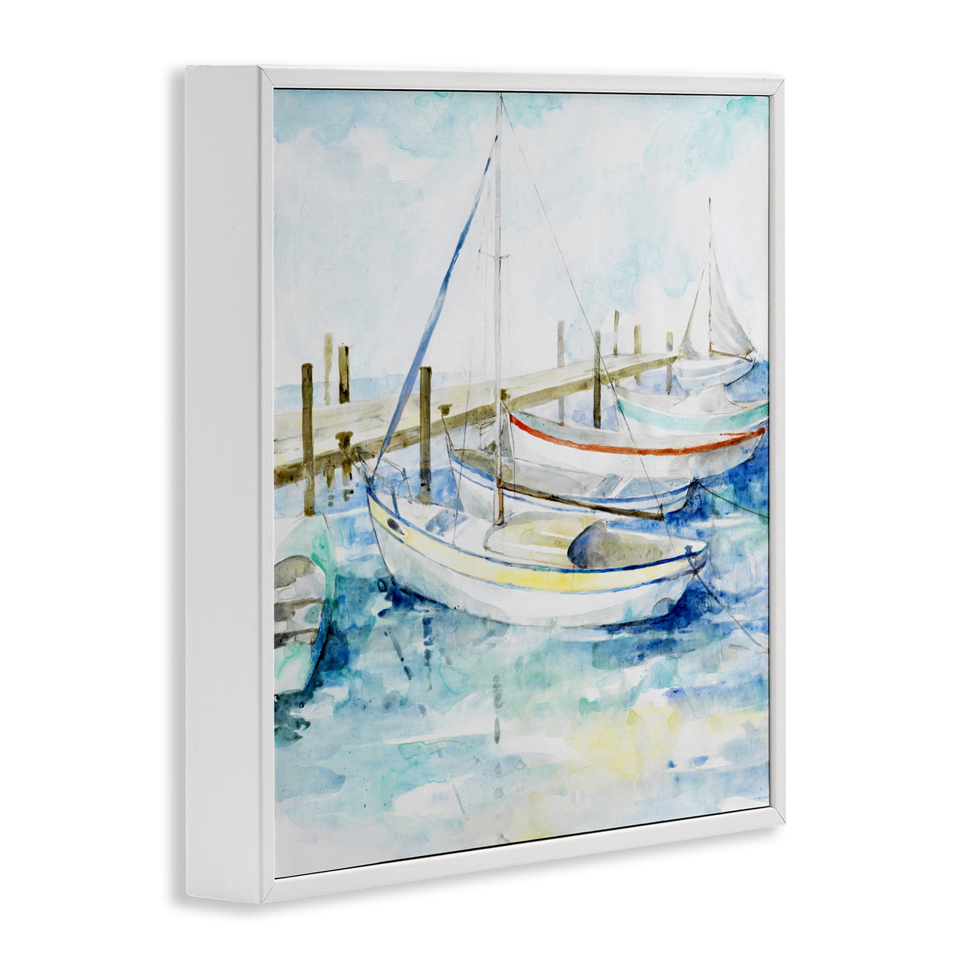 Stupell Industries Docked Sails on Stormy Seas White Framed Giclee Art, design by Lorenzo Collective