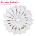 thumbnail image 6 of 18pcs Floral Embroidered Handkerchiefs, TSV 11''x11'' Cotton Hankies for Women, Pocket Square, 6 of 7