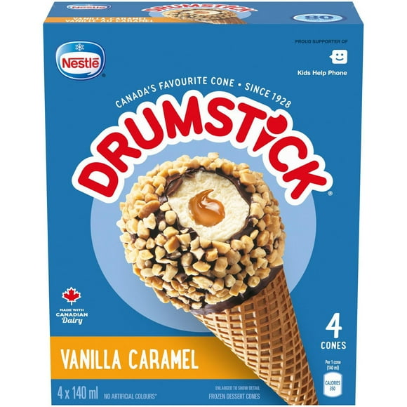 DRUMSTICK Cornets vanille au caramel 4 x 140 ml