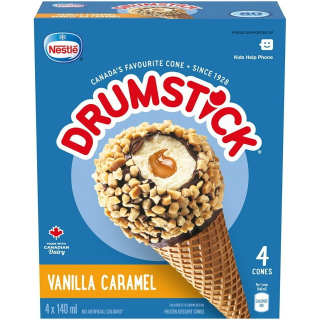 DRUMSTICK Vanilla Caramel Cones, 4 x 140 ml