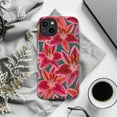 thumbnail image 6 of Bright Floral Phone Case with Pink and Red Lily Pattern, Colorful Botanical Aesthetic iPhone Case, Shockproof Protective Cover for iPhone 17 16 15 14 13 12 11 Plus Pro Max Mini, 6 of 6