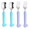 thumbnail image 1 of Juego de cuchara y tenedor para niños de utensilios para niños pequeños, cubiertos para niños con jirafa linda, 1 of 5