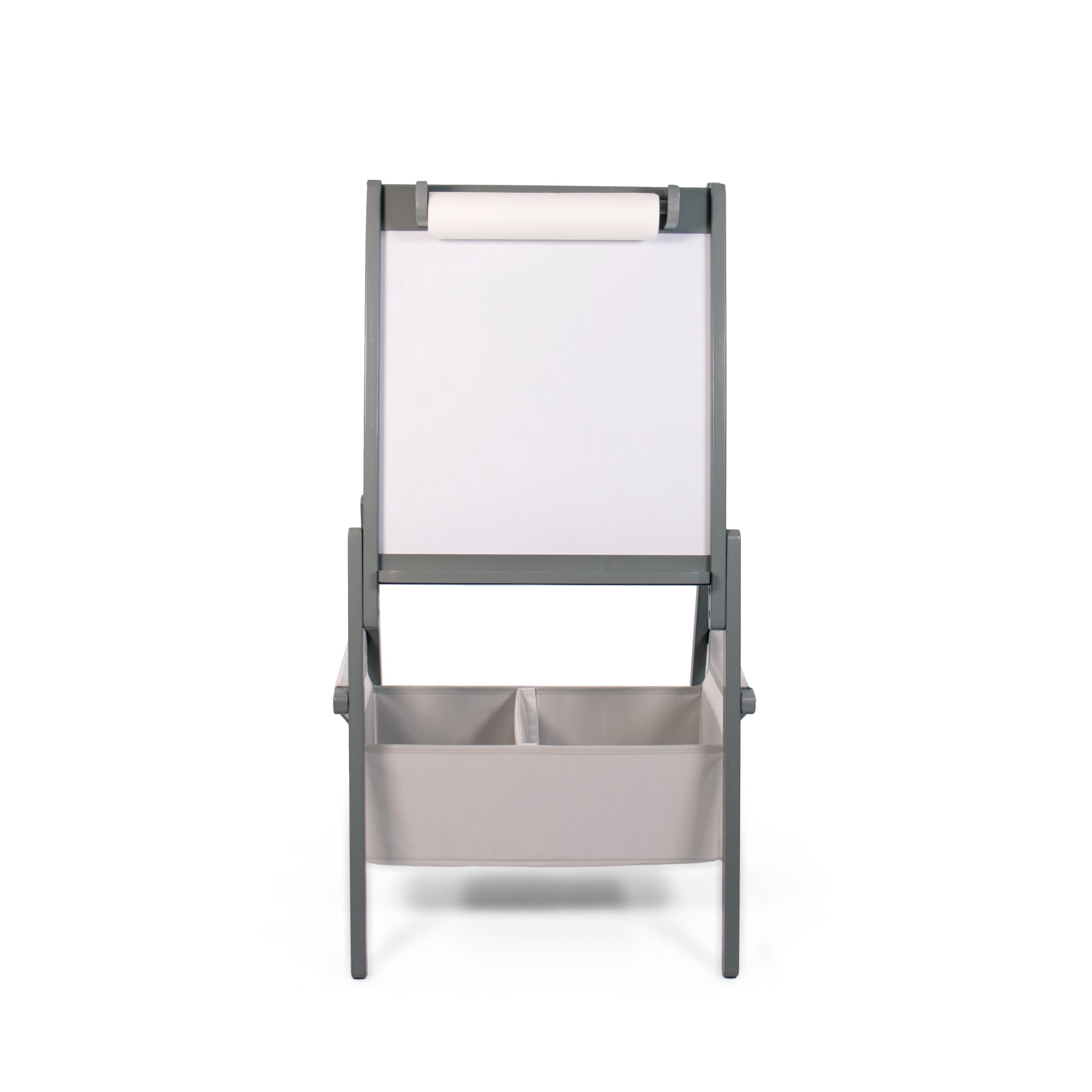 Humble Crew Inspire Kids Chalkboard and Dry Erase Easel with Storage Bins, 1 Paper Roll, 2pc Chalk, and Eraser, Grey