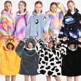 thumbnail image 3 of Sudadera de franela multifuncional, manta de televisión, ropa de descanso con capucha para niños, pijamas gruesos y cálidos, 3 of 6