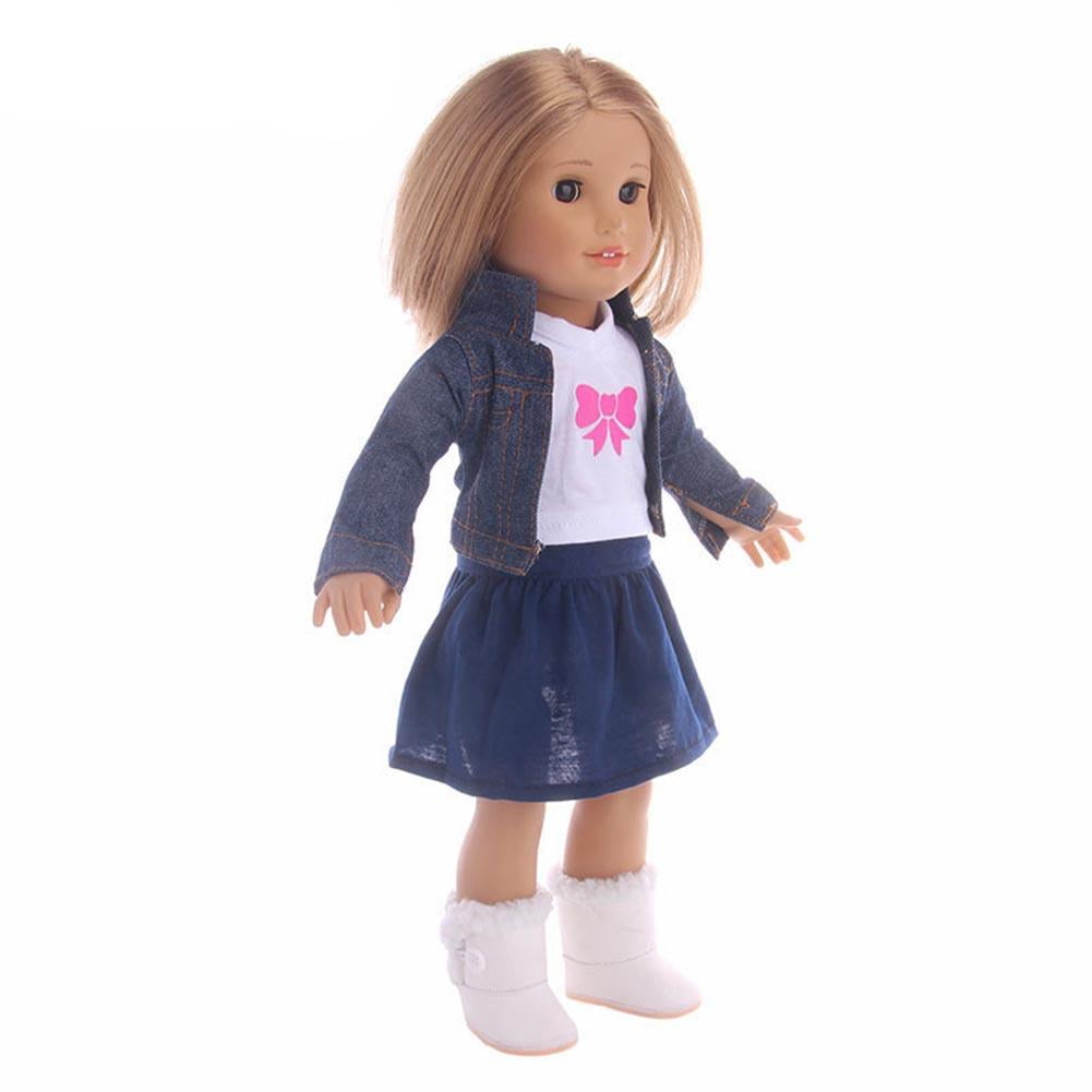 3pcs//set Girl Doll Clothes Dress Suit Set Top Skirt Coat for 18inch Girls Dolls