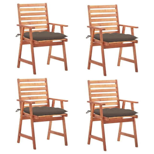 Sillas de Comedor para Patio Casafoyer de Madera Maciza de Acacia, Juego de 4 con Cojines