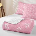 thumbnail image 4 of Erosebridal White Bow Outlines Bed Spread Queen,Ribbon Bowknot Queen Coverlet Set For Girls,3-Piece, 4 of 7