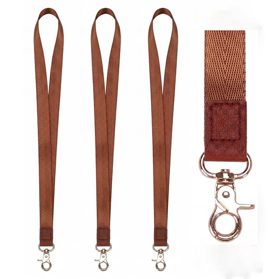 4 Pcs Lanyards - Brown Lanyard Holder with Metal Clasp for Keys, ID Badges, Cards, Car Keys, Wallet