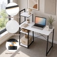thumbnail image 4 of 39.5" Computer Desk with Shelves and 3-Tier Storage Bookshelf, Laptop PC Work Table Writing Desk for Small Spaces, White, 4 of 7