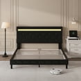 thumbnail image 3 of Forrise Full Size Bed Frame with Upholstered LED Headboard, Built-in USB Ports & Power Outlets, No Box Spring Needed, Black, 3 of 6