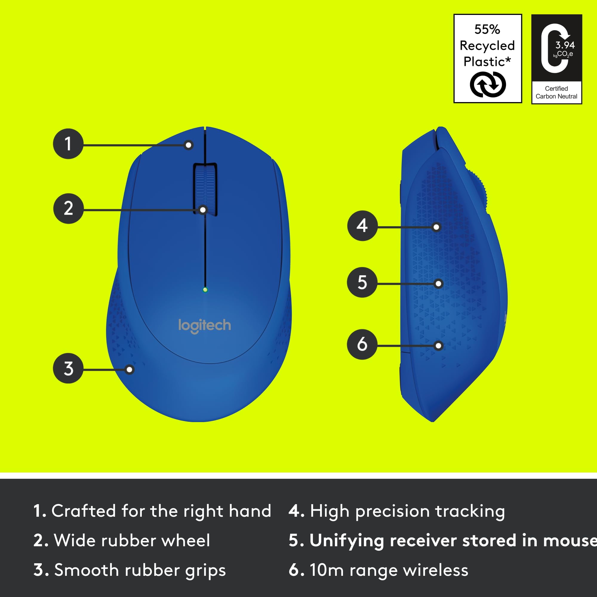 Logitech Wireless Mouse M280 - Bleu Souris optique sans fil -