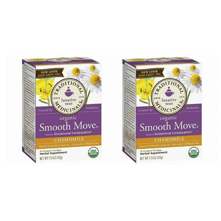 Smooth Move Senna Herbal Stimulant Laxative Tea, Chamomile, Net WT 1.13oz (Pack of 2), 16 Count, Pack of 2 = 32 Count total By Traditional Medicinals Ship from