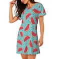 thumbnail image 2 of Kdxio Watermelon Pattern Womens Short Sleeve Sleepshirt Scoopneck Cute Nightdress Ruffle Comfy Nightgown, 2 of 6